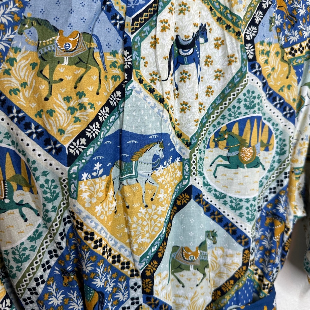 Printfresh High Horse Devon Dress in Blue Multi Organic Cotton Midi Medium NWT - Picture 12 of 12